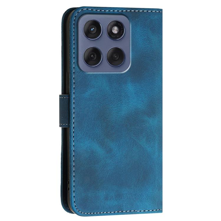 For Motorola Edge 60 Fusion / Edge 5G 2025 Grid Butterfly Embossed Pattern Leather Phone Case with Lanyard
