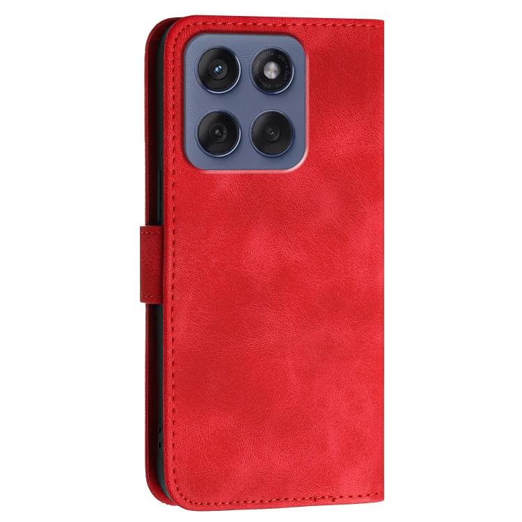 For Motorola Edge 60 Fusion / Edge 5G 2025 Grid Butterfly Embossed Pattern Leather Phone Case with Lanyard