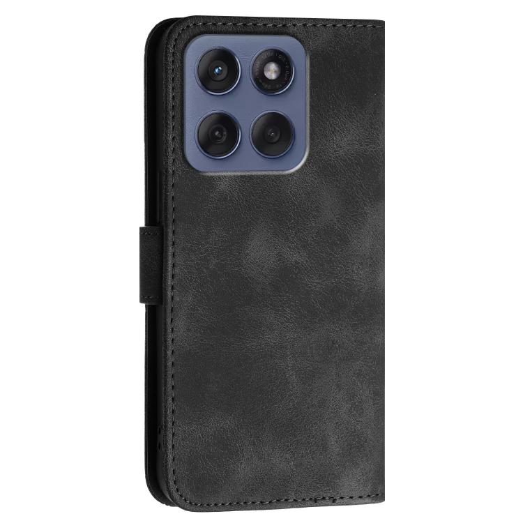For Motorola Edge 60 Fusion / Edge 5G 2025 Grid Butterfly Embossed Pattern Leather Phone Case with Lanyard