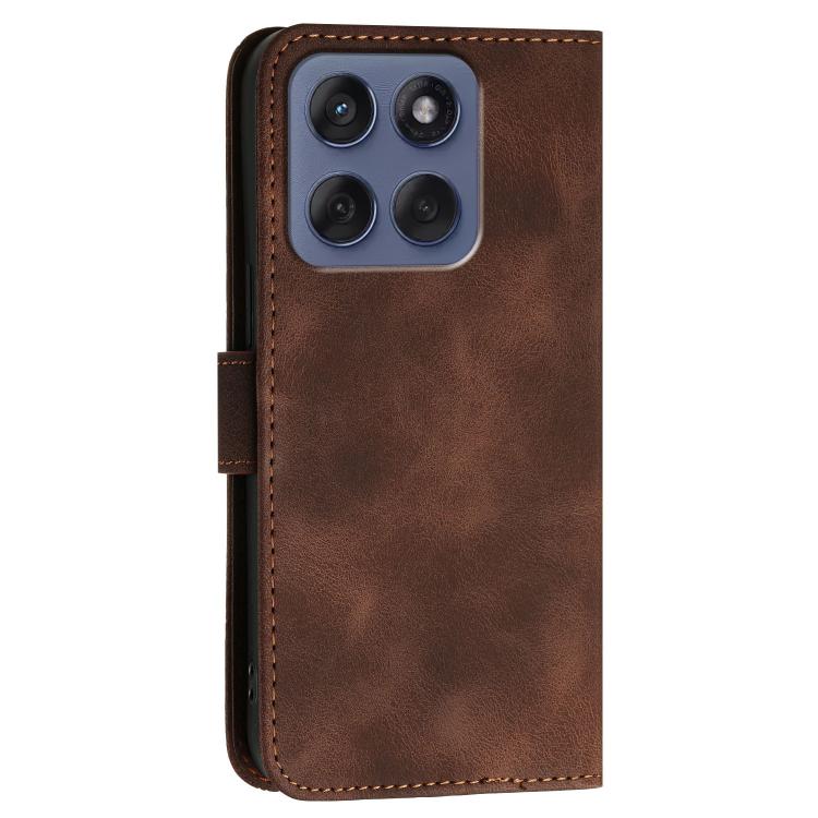 For Motorola Edge 60 Fusion / Edge 5G 2025 Grid Butterfly Embossed Pattern Leather Phone Case with Lanyard