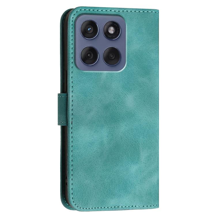 For Motorola Edge 60 Fusion / Edge 5G 2025 Grid Butterfly Embossed Pattern Leather Phone Case with Lanyard