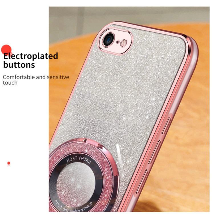 For iPhone 7 / 8 / SE 2022 Plated Gradient Glitter Round Holder TPU Phone Case