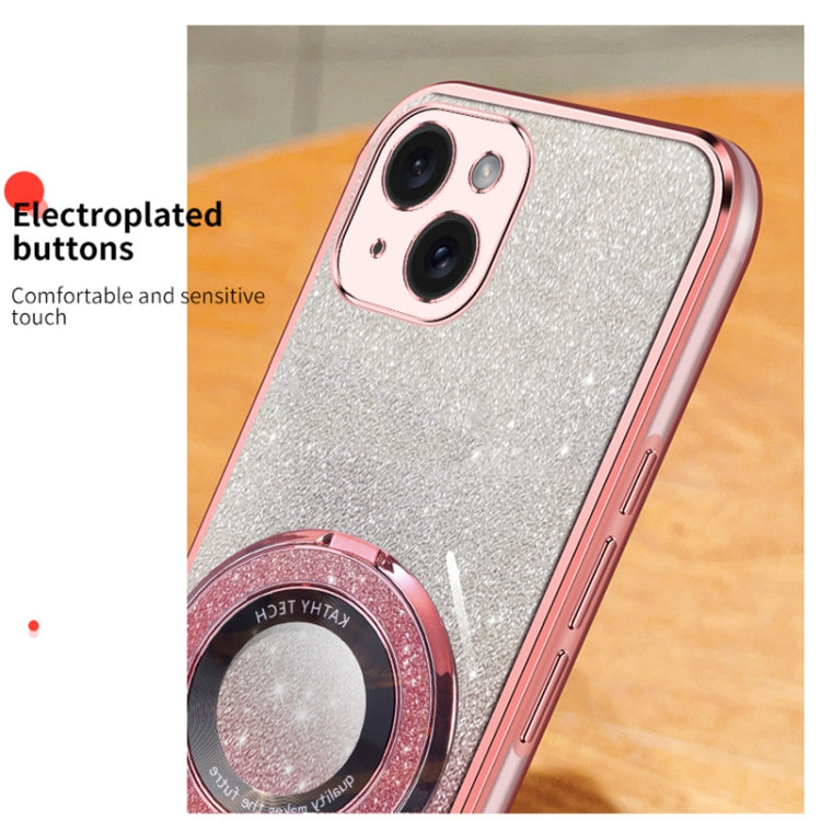 For iPhone 13 mini Plated Gradient Glitter Round Holder TPU Phone Case