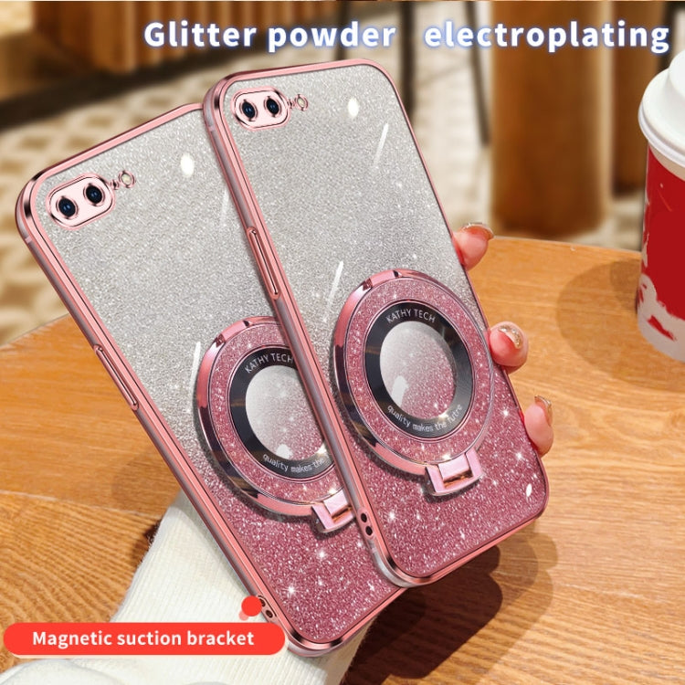 For iPhone 7 Plus / 8 Plus Plated Gradient Glitter Round Holder TPU Phone Case