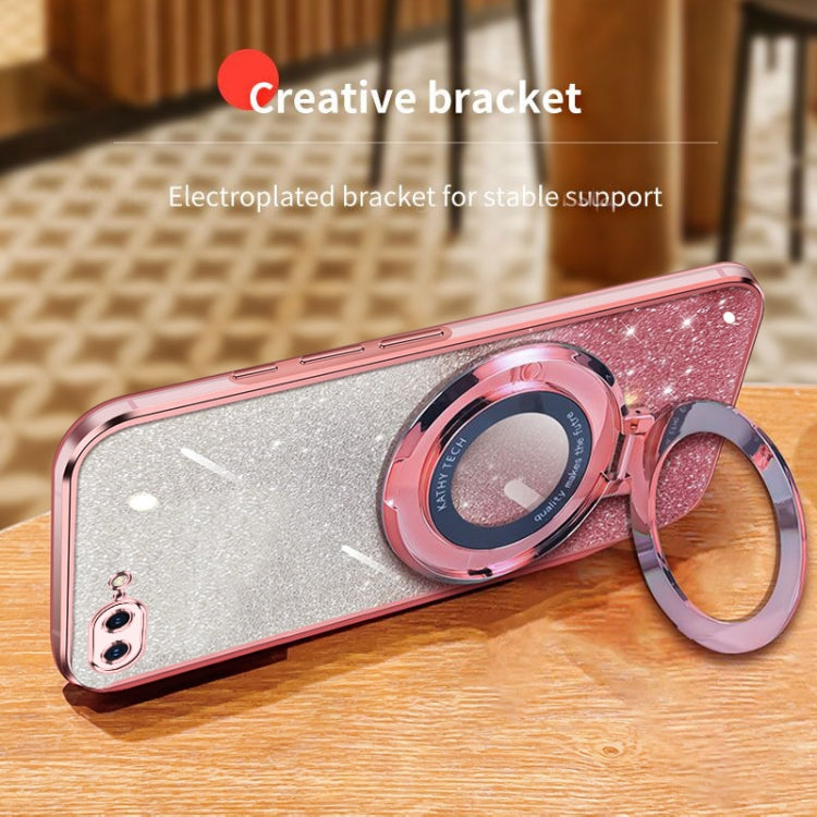 For iPhone 7 Plus / 8 Plus Plated Gradient Glitter Round Holder TPU Phone Case