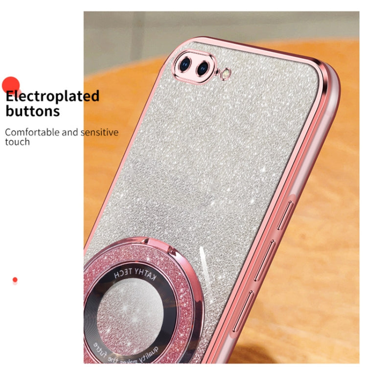 For iPhone 7 Plus / 8 Plus Plated Gradient Glitter Round Holder TPU Phone Case