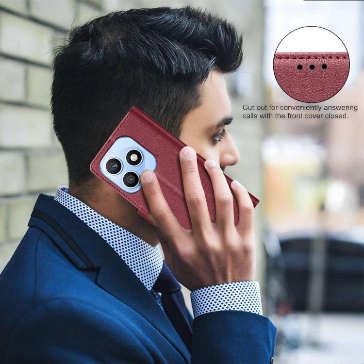 For Honor X8d 4G Litchi Texture RFID Anti-theft Leather Phone Case