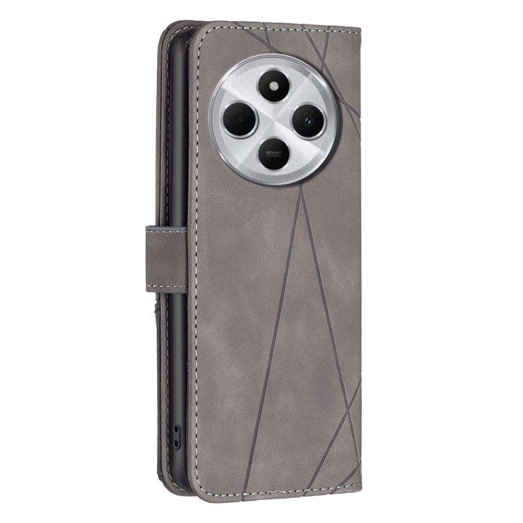 For Redmi 14C 4G Magnetic Buckle Rhombus Texture Leather Phone Case