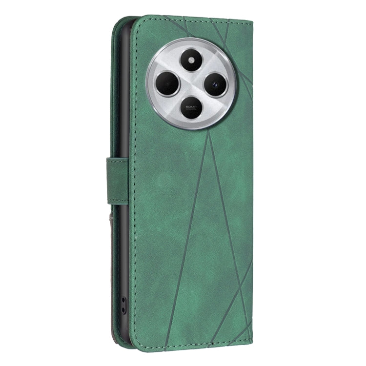 For Redmi 14C 4G Magnetic Buckle Rhombus Texture Leather Phone Case