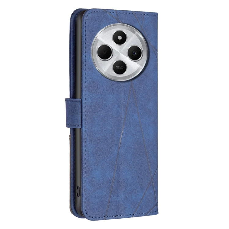 For Redmi 14C 4G Magnetic Buckle Rhombus Texture Leather Phone Case