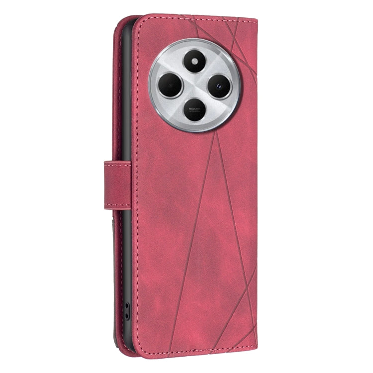 For Redmi 14C 4G Magnetic Buckle Rhombus Texture Leather Phone Case