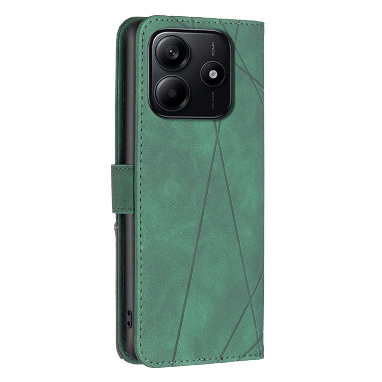 For Redmi Note 14 5G Magnetic Buckle Rhombus Texture Leather Phone Case