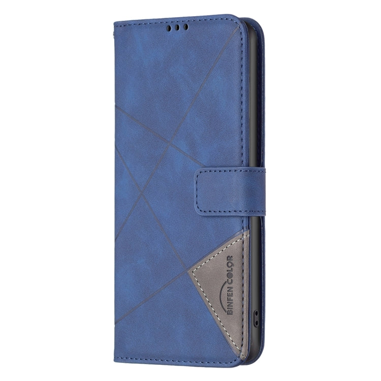 For Redmi Note 14 5G Magnetic Buckle Rhombus Texture Leather Phone Case