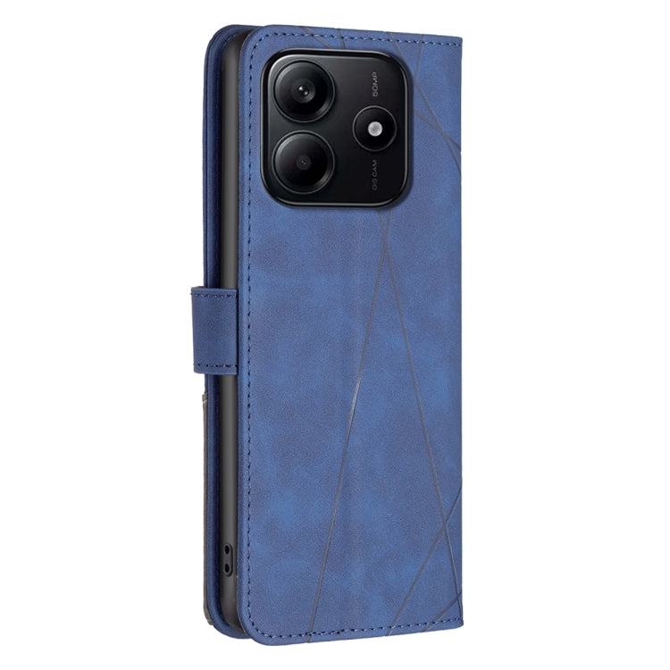 For Redmi Note 14 5G Magnetic Buckle Rhombus Texture Leather Phone Case