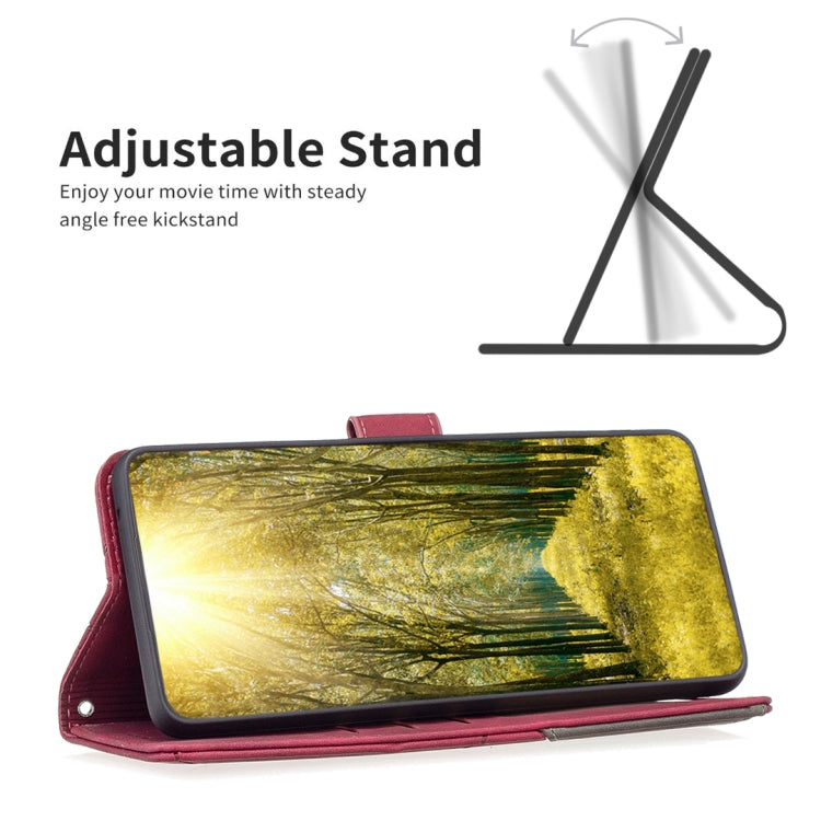 For Redmi Note 14 5G Magnetic Buckle Rhombus Texture Leather Phone Case