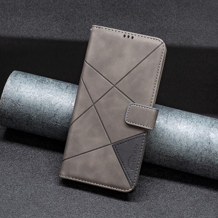 For Redmi Note 14 4G 163.25mm Magnetic Buckle Rhombus Texture Leather Phone Case