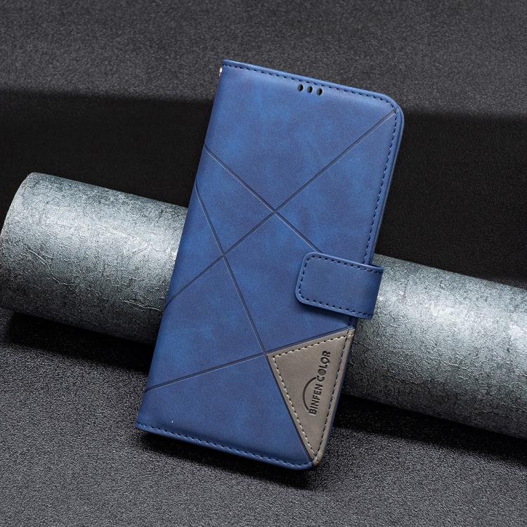 For Redmi Note 14 4G 163.25mm Magnetic Buckle Rhombus Texture Leather Phone Case