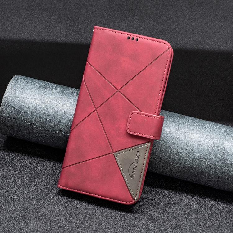 For Redmi Note 14 4G 163.25mm Magnetic Buckle Rhombus Texture Leather Phone Case