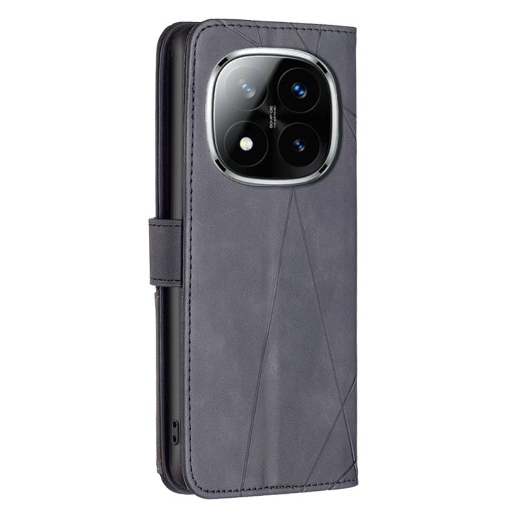 For Redmi Note 14 Pro 4G Magnetic Buckle Rhombus Texture Leather Phone Case