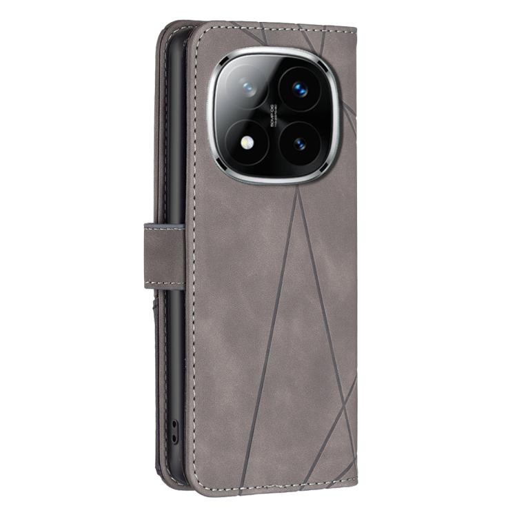 For Redmi Note 14 Pro 4G Magnetic Buckle Rhombus Texture Leather Phone Case
