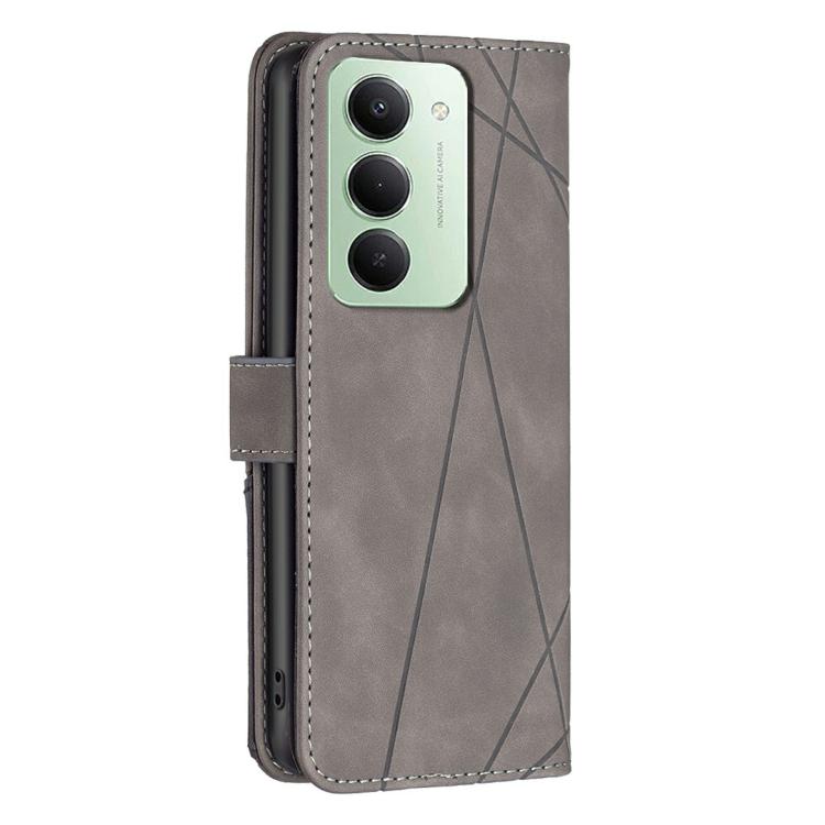 For Redmi 15 5G Global / 15 4G SEA 169.5mm Magnetic Buckle Rhombus Texture Leather Phone Case