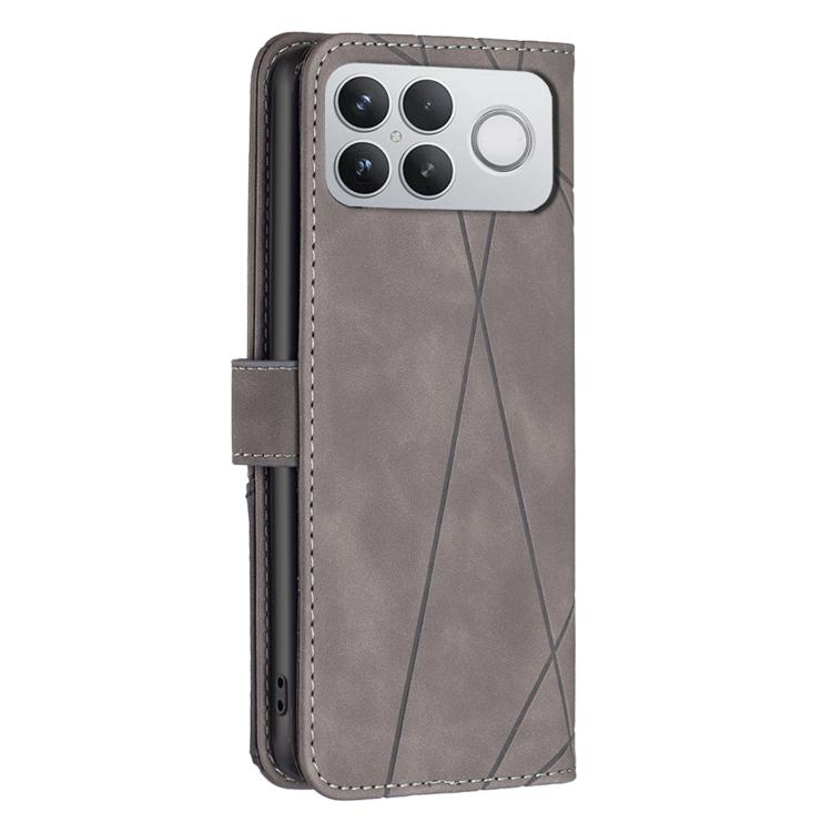 For Redmi K90 Pro Max/Poco F8 Ultra Magnetic Buckle Rhombus Texture Leather Phone Case