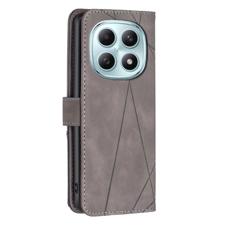 For Redmi Note 15 5G Global 164mm Magnetic Buckle Rhombus Texture Leather Phone Case