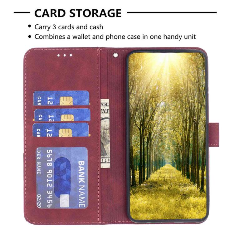 For Redmi 15a 5G Magnetic Buckle Rhombus Texture Leather Phone Case