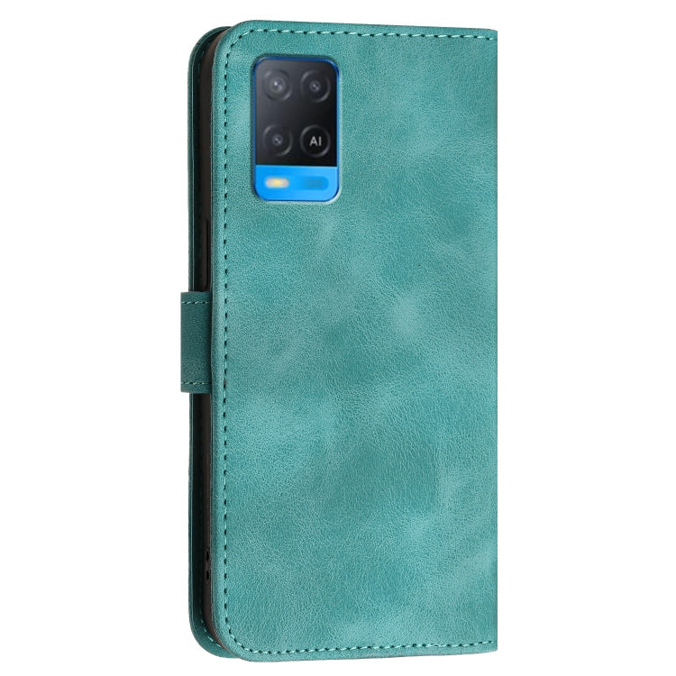 For OPPO A54 5G / A74 5G Grid Butterfly Embossed Pattern Leather Phone Case with Lanyard