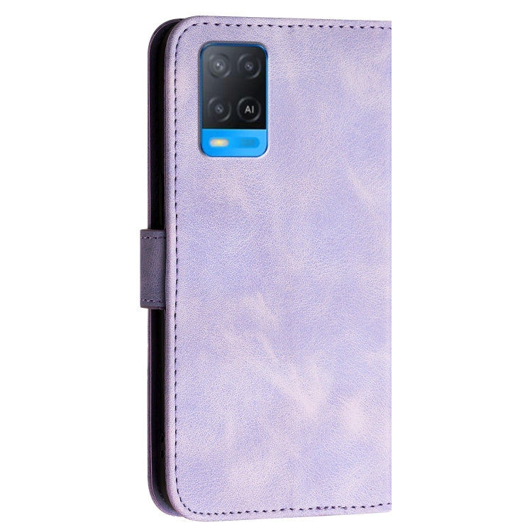 For OPPO A54 5G / A74 5G Grid Butterfly Embossed Pattern Leather Phone Case with Lanyard