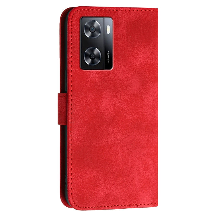 For OPPO A57 4G Grid Butterfly Embossed Pattern Leather Phone Case with Lanyard