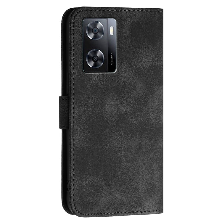 For OPPO A57 4G Grid Butterfly Embossed Pattern Leather Phone Case with Lanyard