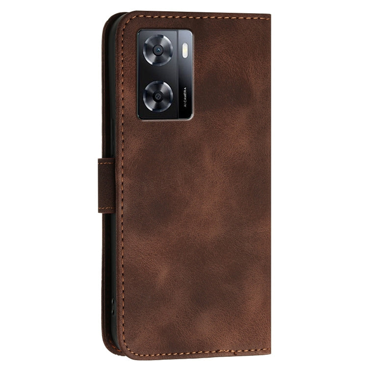 For OPPO A57 4G Grid Butterfly Embossed Pattern Leather Phone Case with Lanyard