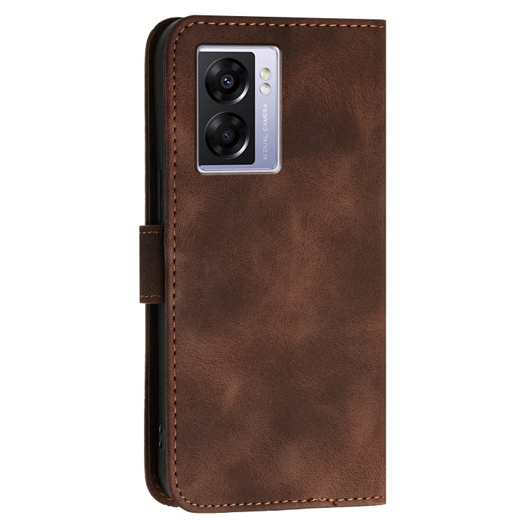 For OPPO A57e 4G Global Grid Butterfly Embossed Pattern Leather Phone Case with Lanyard