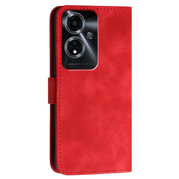 For OPPO A59 5G Grid Butterfly Embossed Pattern Leather Phone Case with Lanyard