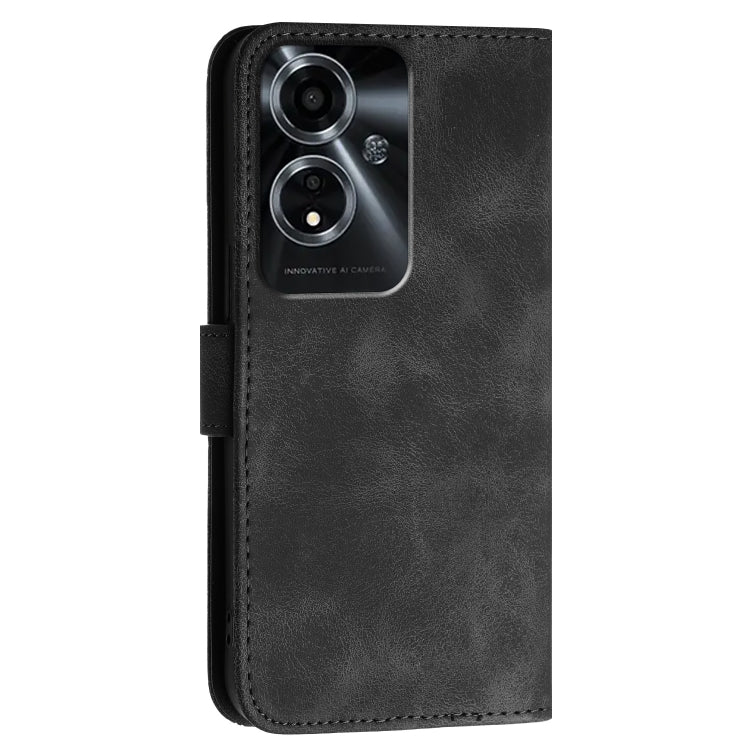 For OPPO A59 5G Grid Butterfly Embossed Pattern Leather Phone Case with Lanyard