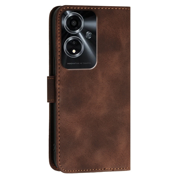 For OPPO A59 5G Grid Butterfly Embossed Pattern Leather Phone Case with Lanyard
