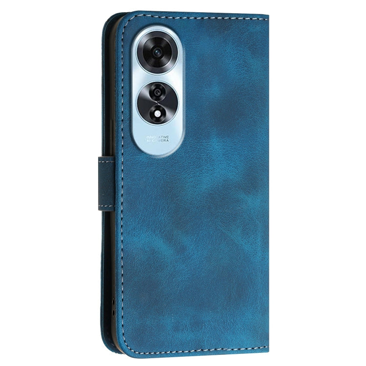 For OPPO A60 4G Grid Butterfly Embossed Pattern Leather Phone Case with Lanyard