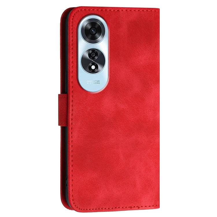 For OPPO A60 4G Grid Butterfly Embossed Pattern Leather Phone Case with Lanyard