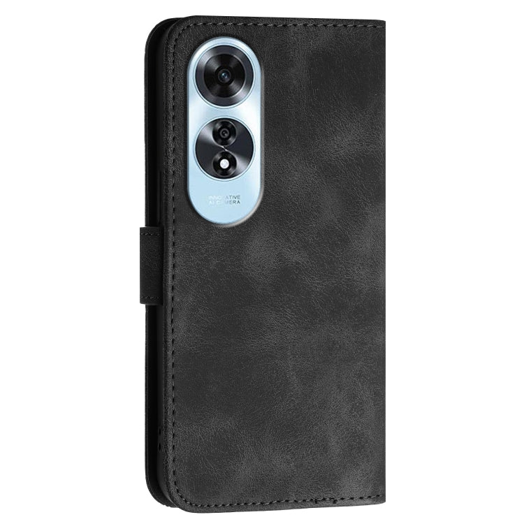 For OPPO A60 4G Grid Butterfly Embossed Pattern Leather Phone Case with Lanyard