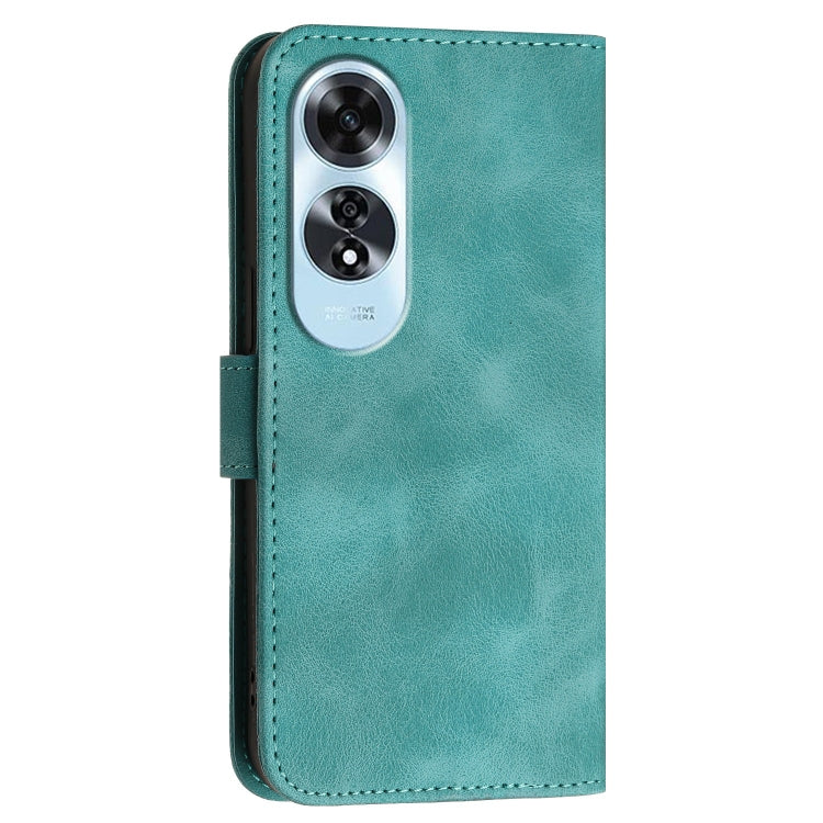For OPPO A60 4G Grid Butterfly Embossed Pattern Leather Phone Case with Lanyard