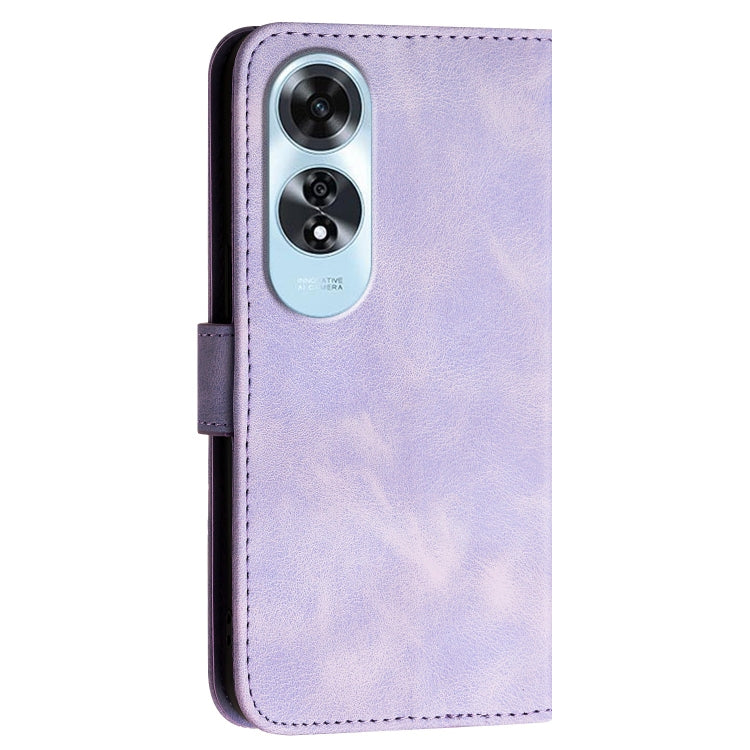 For OPPO A60 4G Grid Butterfly Embossed Pattern Leather Phone Case with Lanyard
