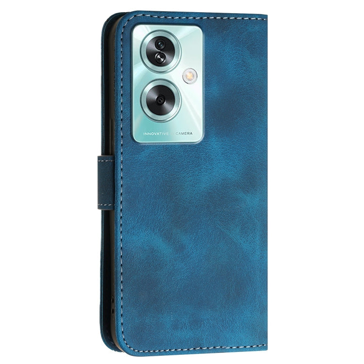 For OPPO A79 5G Global Grid Butterfly Embossed Pattern Leather Phone Case with Lanyard