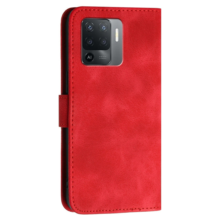 For OPPO A94 4G / F19 Pro 4G Grid Butterfly Embossed Pattern Leather Phone Case with Lanyard