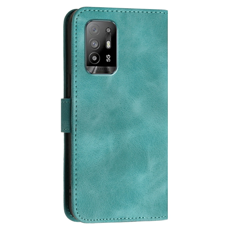 For OPPO A94 5G / F19 Pro Grid Butterfly Embossed Pattern Leather Phone Case with Lanyard