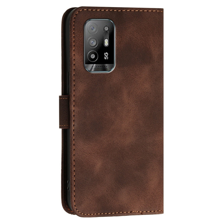 For OPPO F19 Pro+ / A94 4G Grid Butterfly Embossed Pattern Leather Phone Case with Lanyard