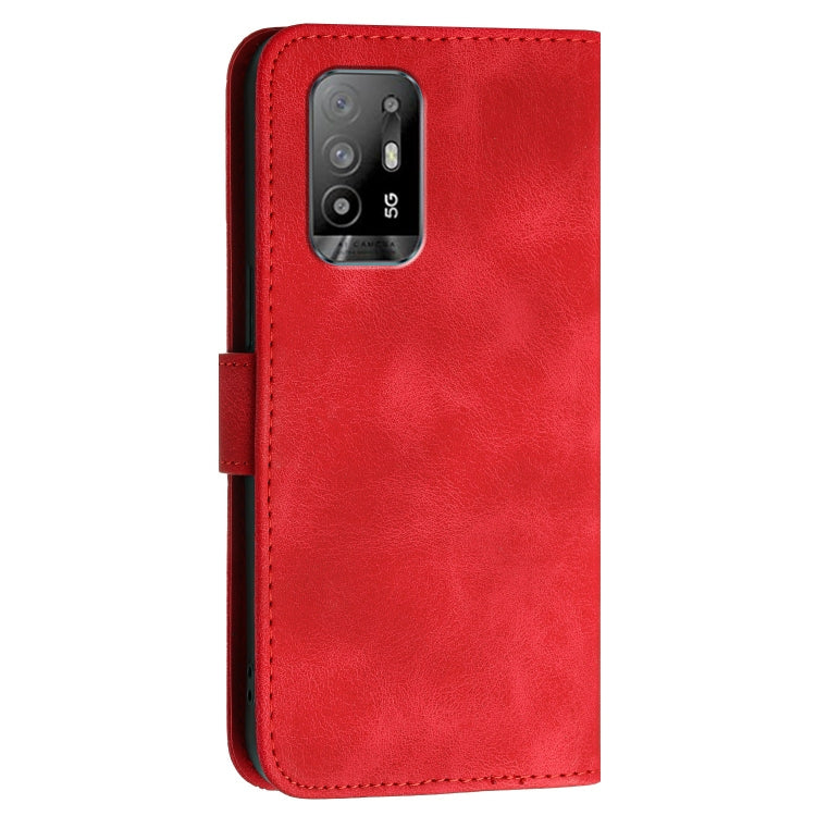 For OPPO A95 5G / Reno5 Z Grid Butterfly Embossed Pattern Leather Phone Case with Lanyard