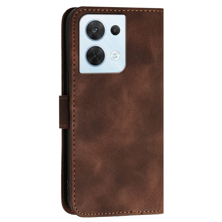 For OPPO Reno8 5G Global Grid Butterfly Embossed Pattern Leather Phone Case with Lanyard