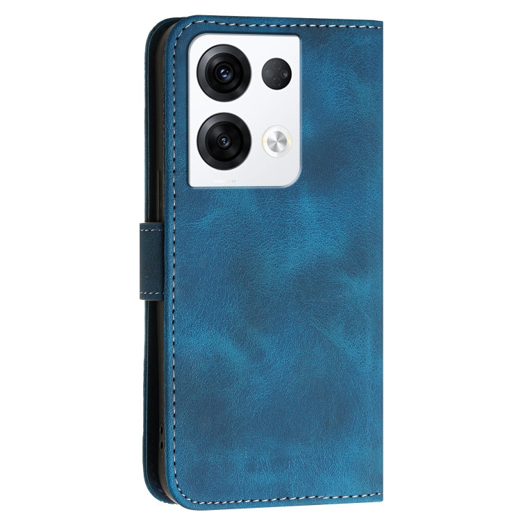 For OPPO Reno8 Pro 5G Global Grid Butterfly Embossed Pattern Leather Phone Case with Lanyard