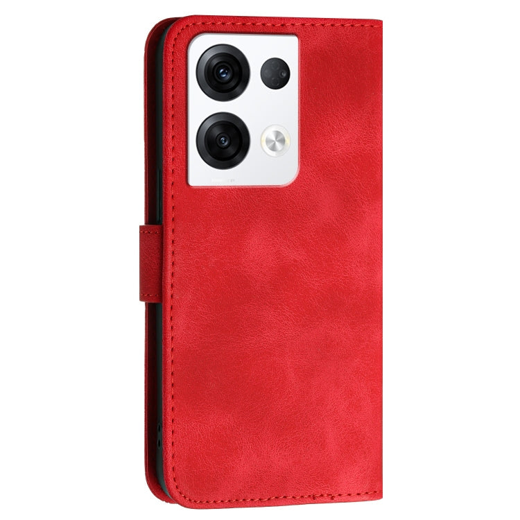 For OPPO Reno8 Pro 5G Global Grid Butterfly Embossed Pattern Leather Phone Case with Lanyard